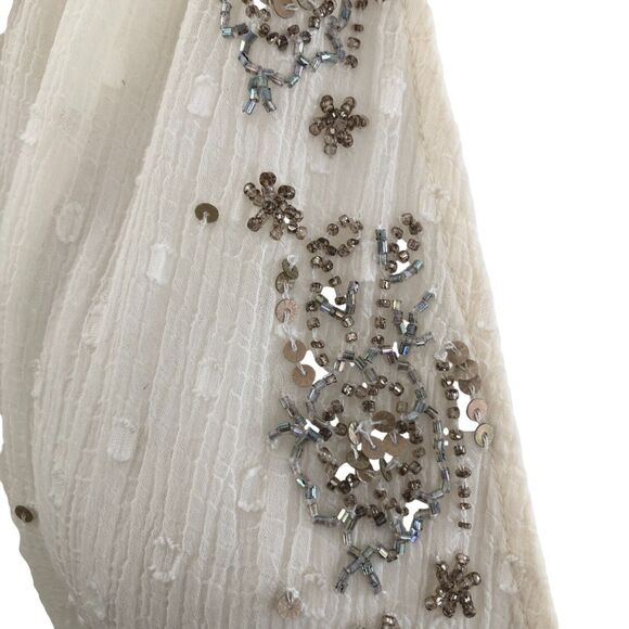 Zara Sexy Sheer Plunging V-Neck Sequin Cocktail Party Beachy Mini Dress M - Picture 4 of 16